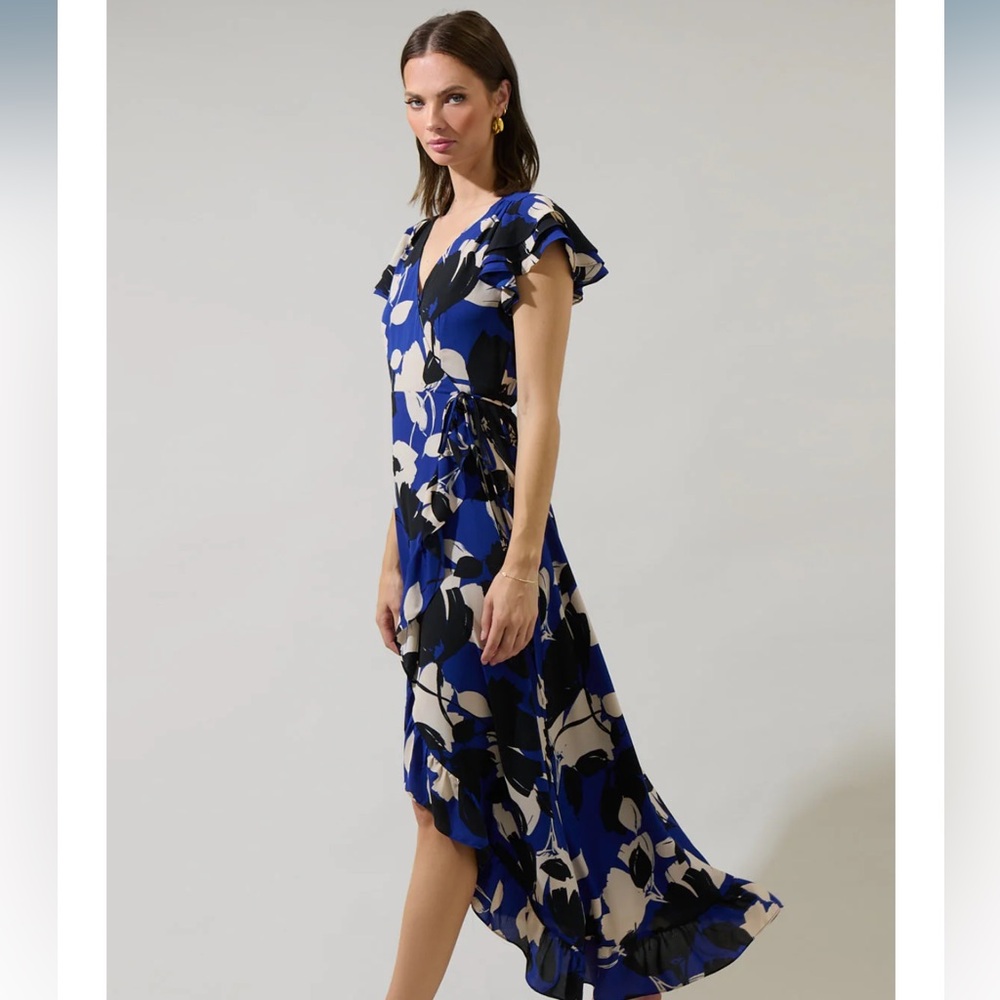 NWT Sugarlips Anthem Floral Califa Maxi Wrap Dress Medium - Picture 4 of 5